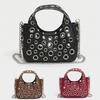 Hollow Rivet Women Handbag Small Size Pu Leather Toiletry Organizer Pouch Chains Shoulder Portable Crossbody Bags Casual Wear