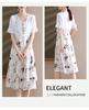2026 Summer Fashion Chiffon Two-Piece Skirt Set for Middle-Aged & Elderly Women - Short Sleeve Dress