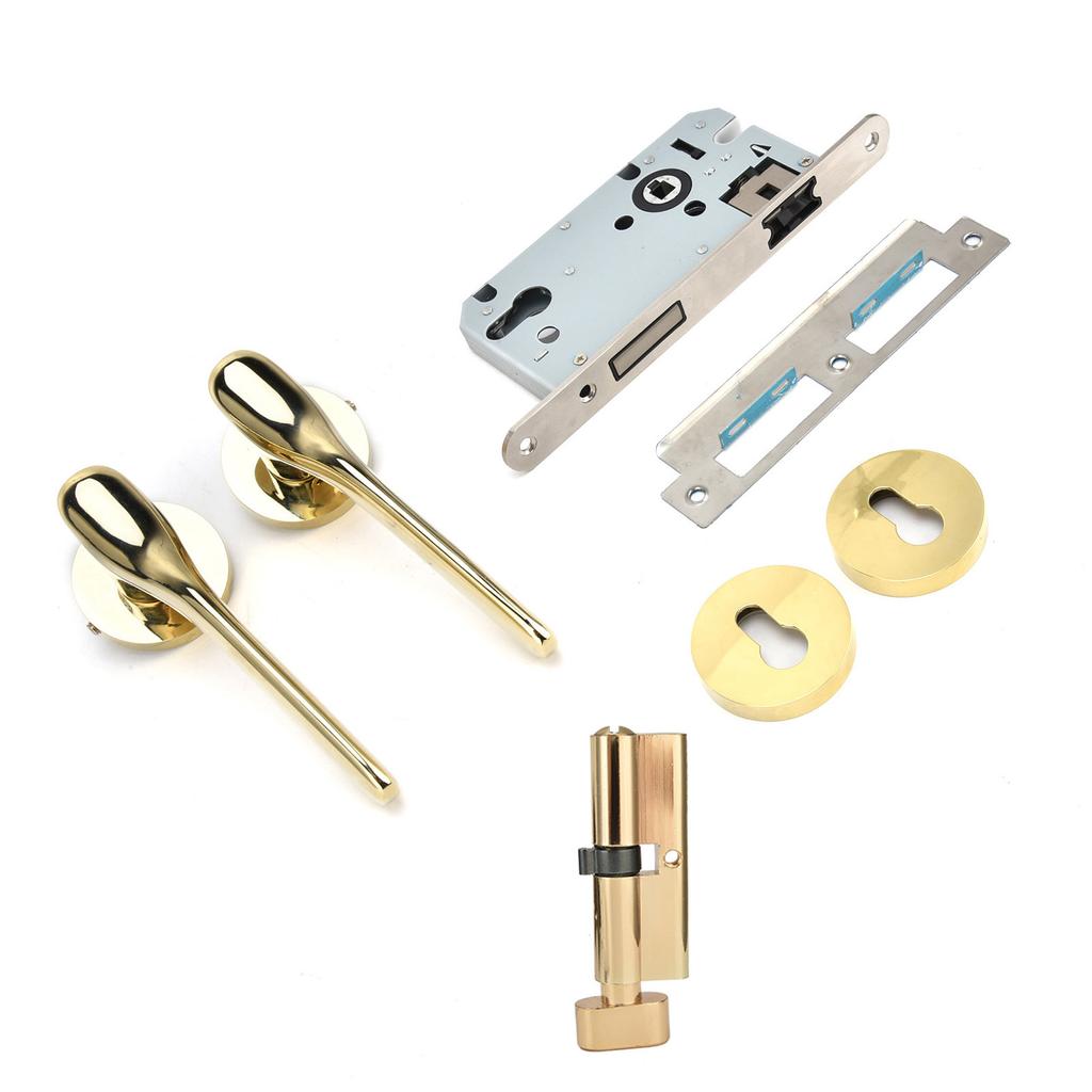 Mechanical Door Lock with Handle Set Modern Interior Bedroom Door AntiTheft Lock Kit