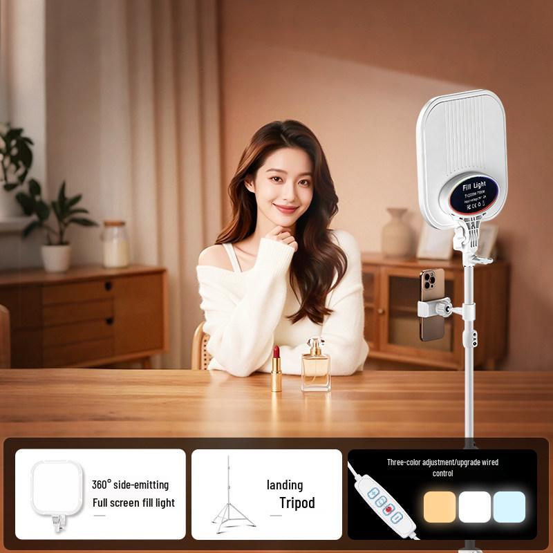 Live Streaming Soft Face Light with Desk and Floor Stand for Beauty and Photography