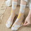 Sweet Floral Women's Socks Transparent Long Socks Fashion Crystal Silk Socks  Summer