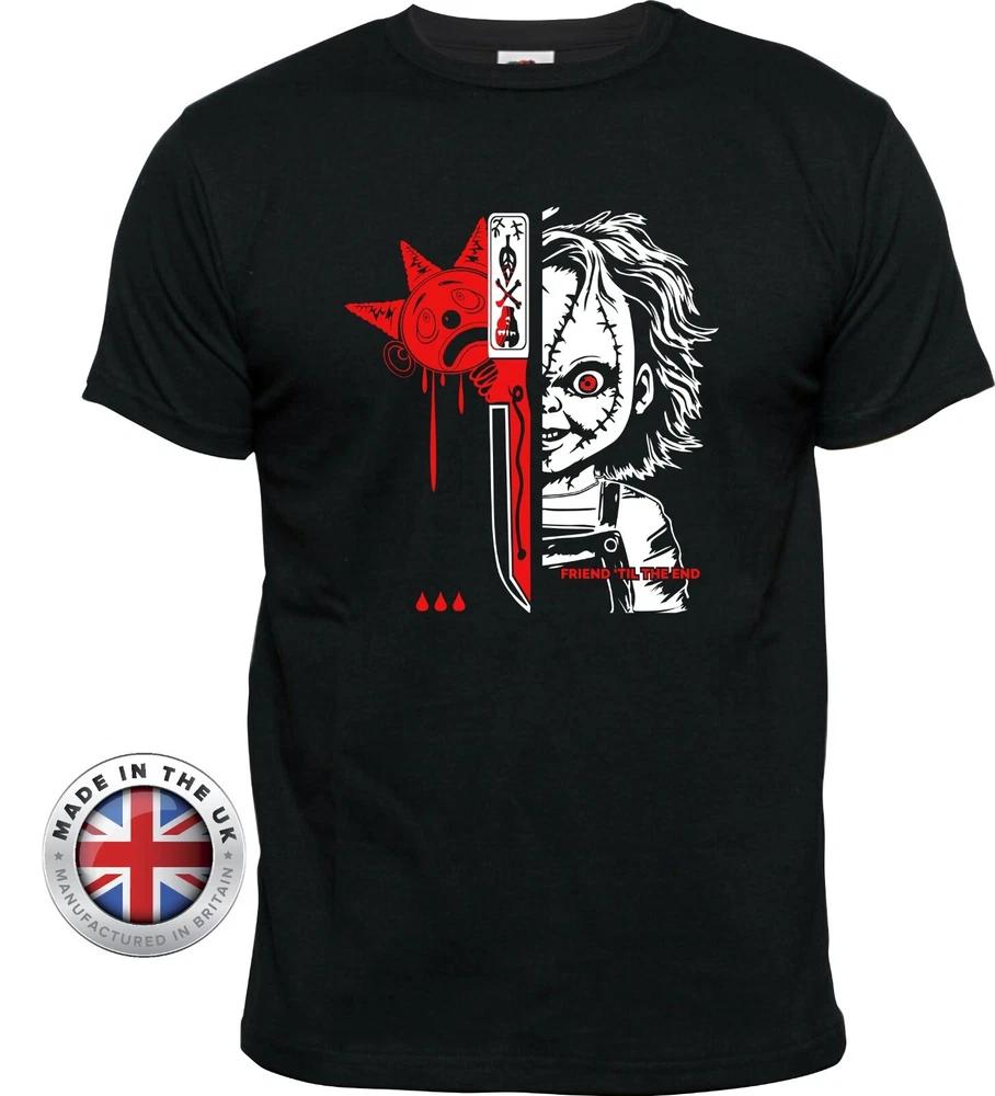 Childs Play T Shirt Chucky Friends Til The End Black Unisex Ladies Fitted S