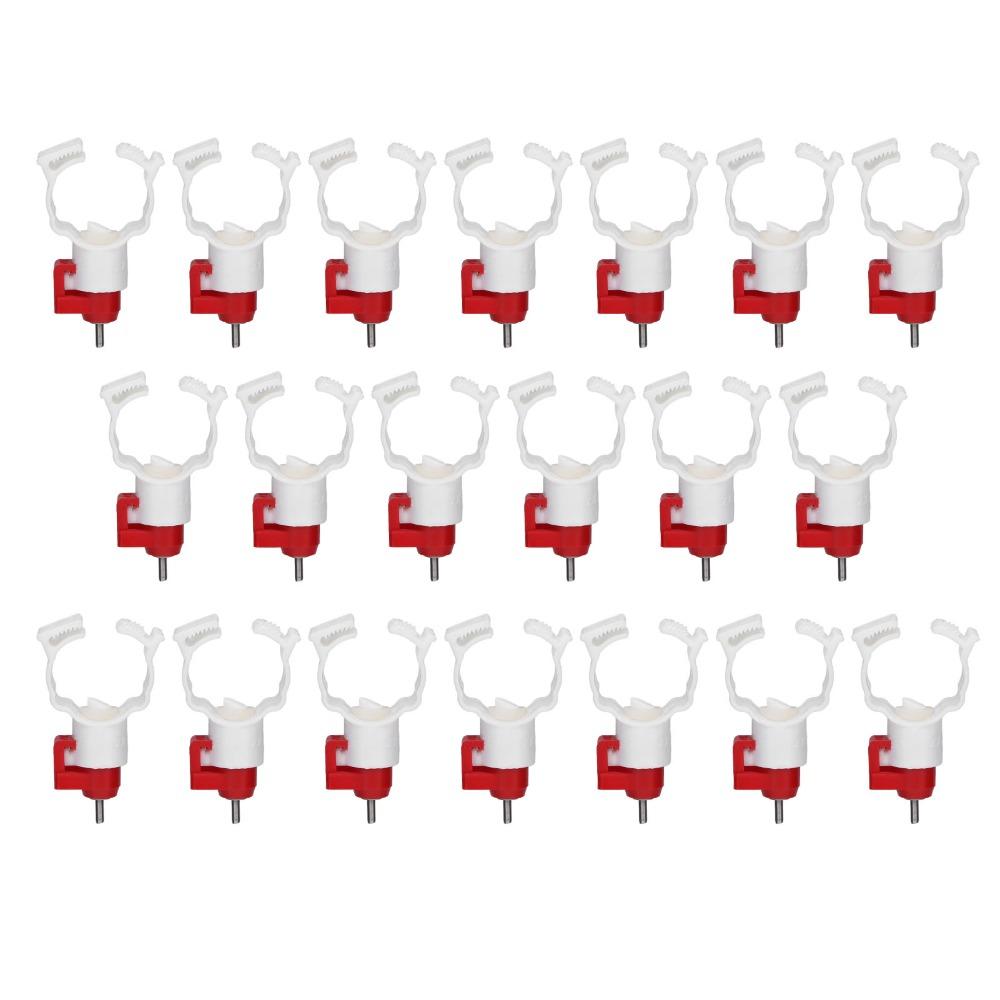 20Pcs Plastic Chicken Nipple Feeder Red & White Chicken Nipple Drinker Poultry Rearing