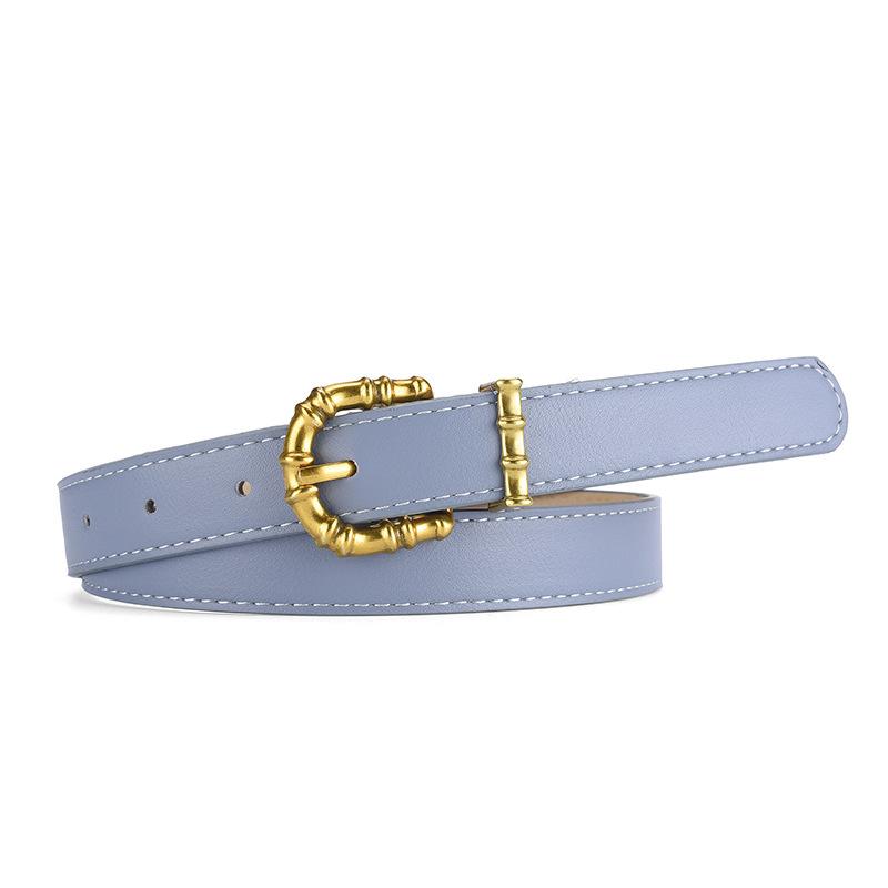 Slub Gold Buckle PU Firming PU Belt Slim Windbreaker Jeans Outer Waist Belt