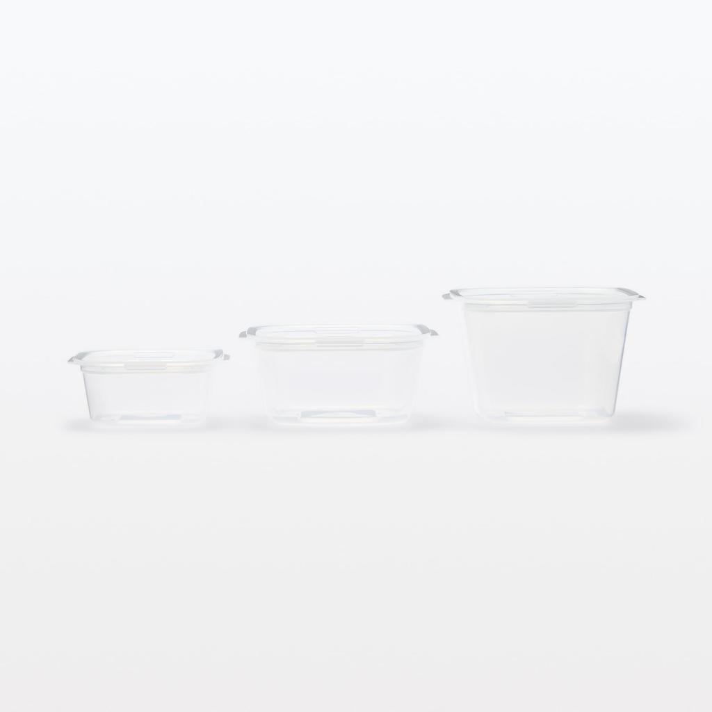 MUJI Microwaveable Food Containers with Pack of 2 Lids, Semi-Transparent, Square, 900mL, (MDP01A3S)