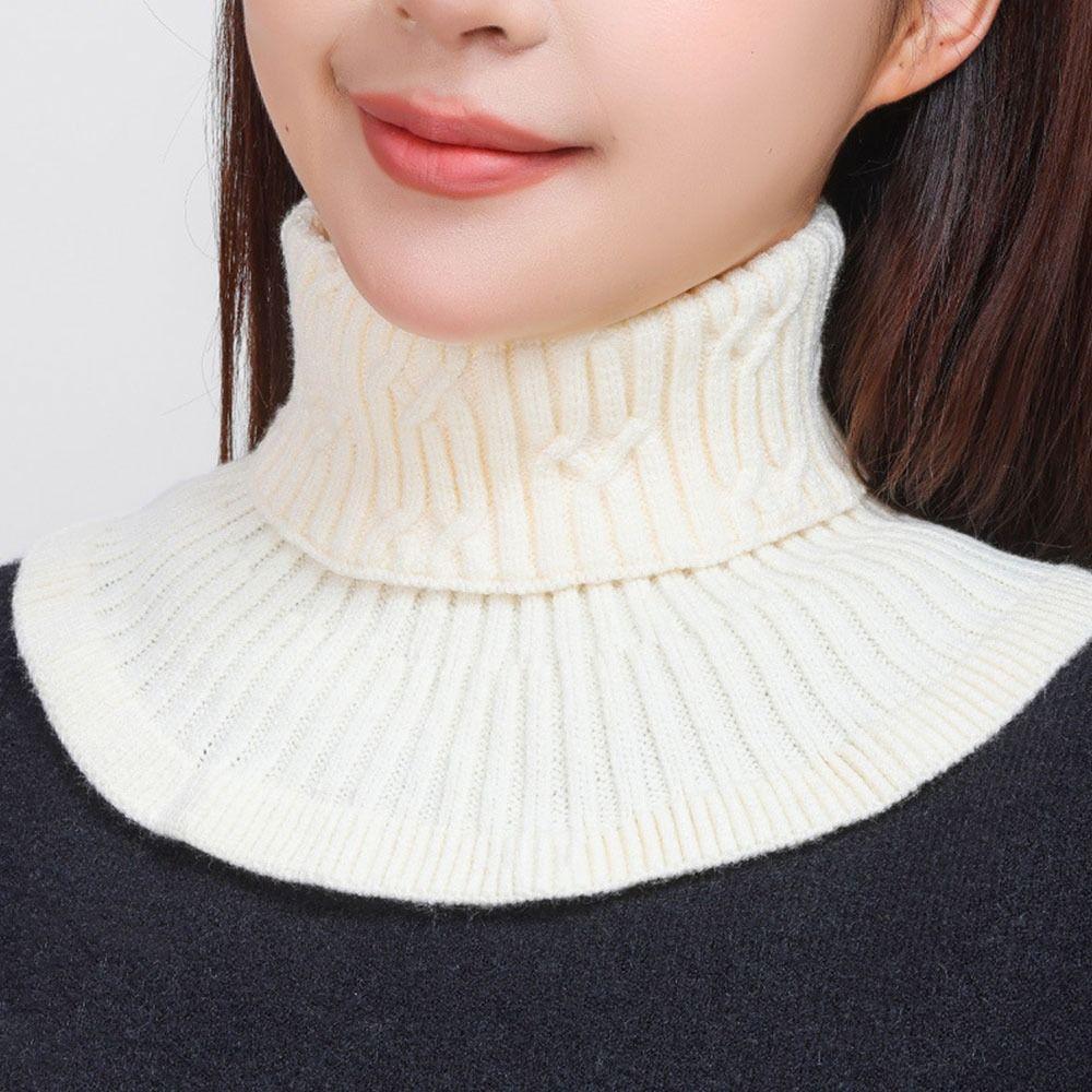 Knitted Fake Collar Scarf Women Warm Turtleneck Detachable False Collar Winter Windproof Scarf With Wooden Ears