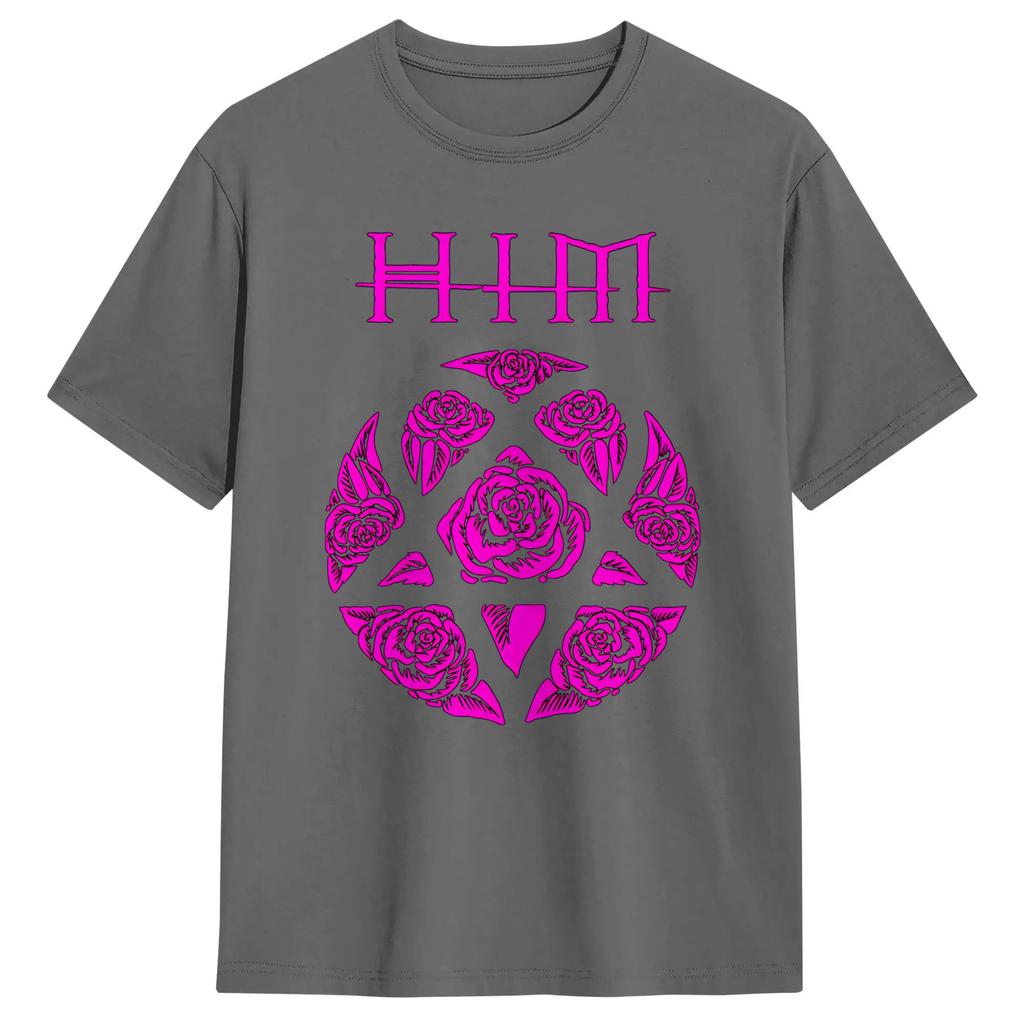 Unisexs TShirt Love Metal Band HIM Heartagram Vintage Cotton Tee Shirt Short Sleeve T Shirts Crewneck Clothing Plus Size