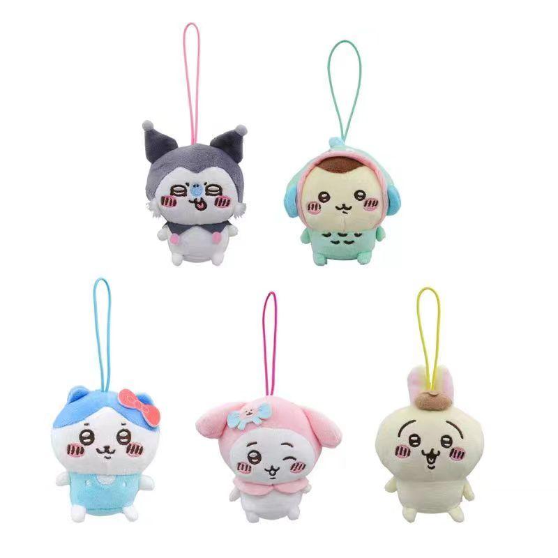 Chiikawa Özgüvensiz Ayı İşbirliği Sanrioin Peluş Bebek Helo Kiity1 Melodiyi Kuromev Sachiji Peluş Oyuncak Anahtarlık Süsle
