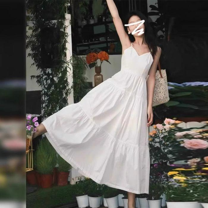White Suspender Dress Women's Summer New Gentle Wind Temperament Niche Design Sense Japanese First Love Long Dress