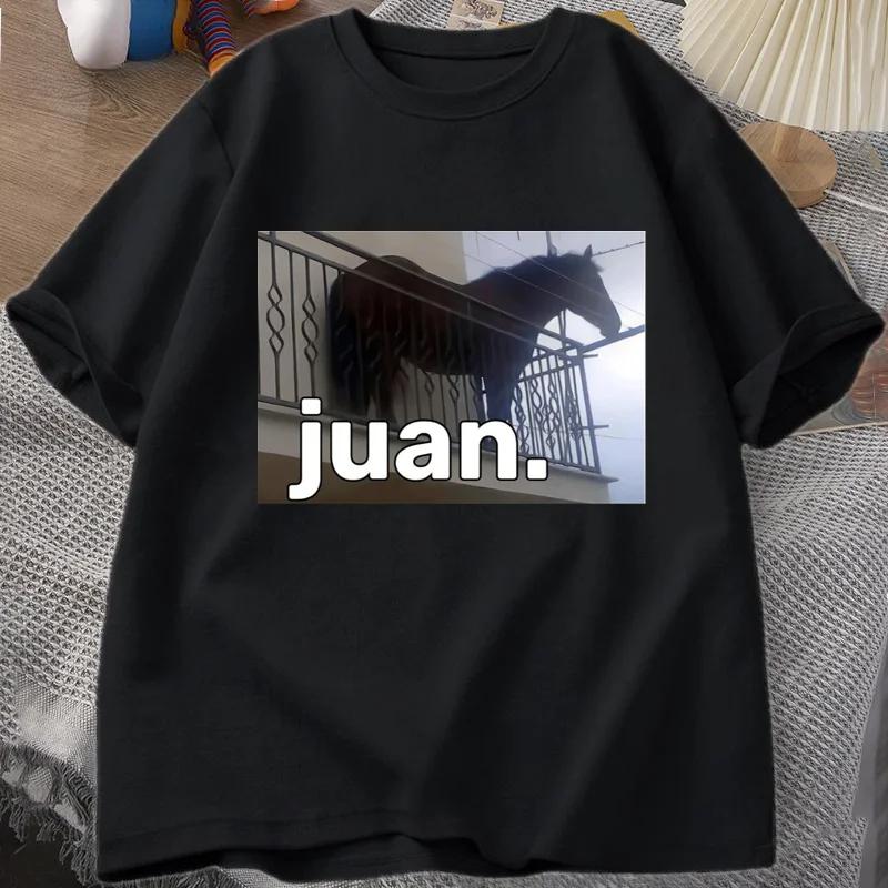 

Juan Silly Horse on Balcony Dank Meme Graphic TShirt Funny Women Round Neck Casual Summer Short Sleeve Ladies Summer Tops S