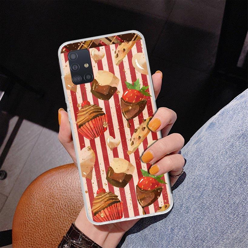 Macaron Ice Cream Cake Doughnut Phone Case For Samsung Galaxy A52 A32 A22 A12 A51 A31 A50S A30S A20S A10S Note 20 Ultra 10 Plus