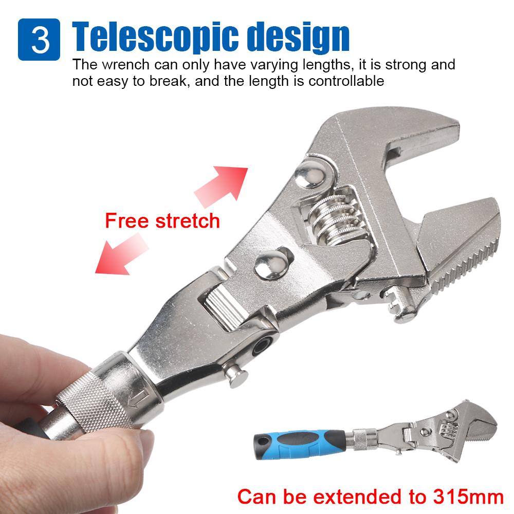 180 Degree Folding Manual Tool Adjustable Torque Wrench Household Maintenance 10 Inch Pulley Wrench 5 In 1 Ratchet Wrench