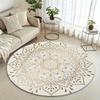 Bedruckter runder Teppich aus Flanell mit goldenem Mandala-Design für die Wohnkultur Weiche Bodenmatte Boho-Kunst-Thema Elegantes Interieur