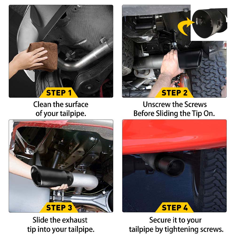 1Pcs Matte Black Car Exhaust Trim Muffler Pipe Tail For 1.5-2.4inch Outlet Tailpipe Stainless Steel Curved Outlet Tail Pipe