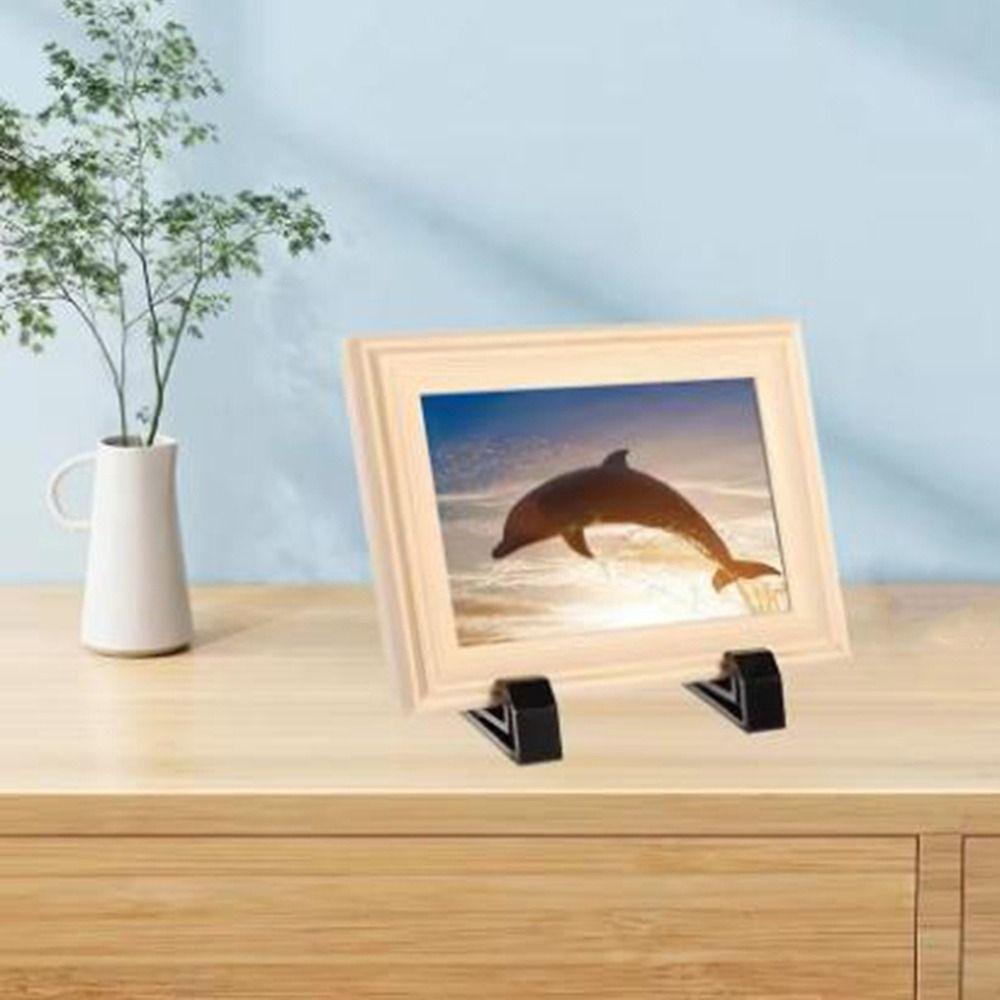 20Pcs Simple Easels Photo Holder Transparent/Black Picture Frame Display Shelves  for Desktop