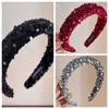 Velvet Wide Hairband Solid Color Sponge Hair Band Shining Sequins Headband  Girl
