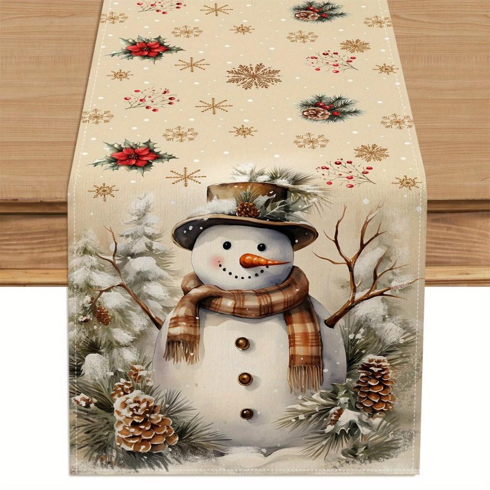 Drapeaux de table, Nappes, Motifs de mode. Convient pour les réunions de famille, les dîners, les cafés, les fêtes de Noël et les goûters cosy. 90x33cm beige