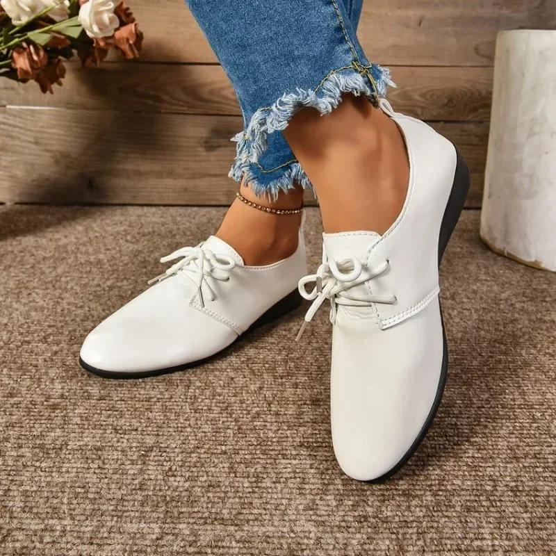 2024 Genuine Leather Summer Loafers Women Casual Shoes  Soft Pointed Toe Ladies Footwear Women Flats Shoes Female