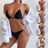 Women's Split Metal Chain Embellished Sexy Swimsuit Solid/ Printed Bikini