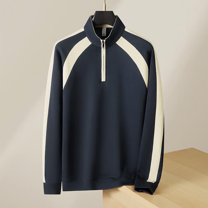 

Dibinze Men s Plus Size Color Block Half-Zip Stand Collar Sweatshirt 6XL