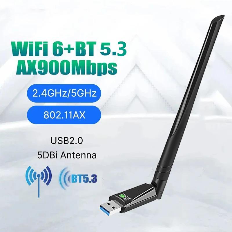 2 in 1 USB Bluetooth 5.4 Adapter 900Mbps Bluetooth Dongle Dual Band 2.4G&5GHz Wireless Network Card WiFi Receiver For Win10/11