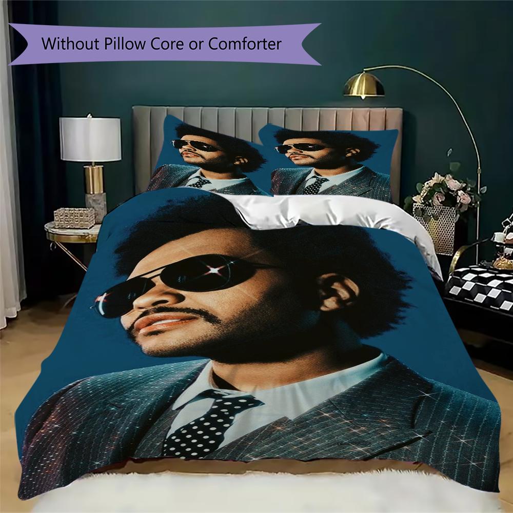 The Weeknd Pattern Bedding Uilt Set Uilt Cover Pillowcase Home Decoration Birthday Gift (1 * Duvet Cover + 2 * Pillowcase Without Core)