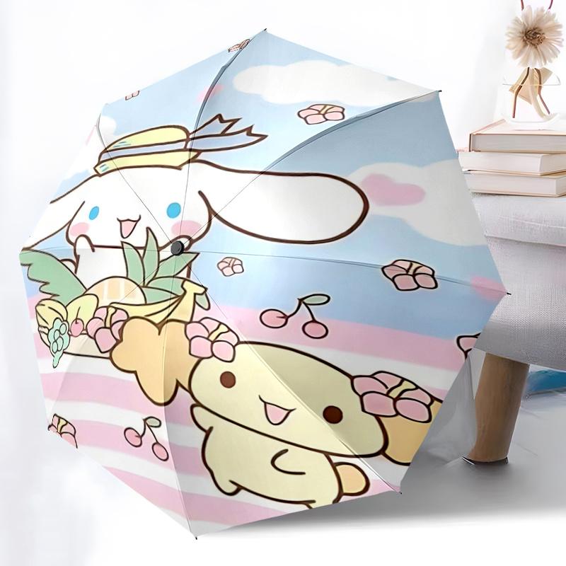 1pc Cinnamoroll Fruit Basket with Automatic Opening/Closing Umbrella - Portable Folding Design, 8-Bone Iron Frame Outdoor Umbrella, Festival Gift for