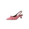 Fashion New Summer Sandals Cover Toe Sandals for Women Split Leather Pointed Toe Sandals Fashion Bow High Heels Office Women Shoes
