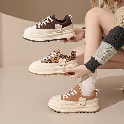 Fashion Leopard Print Leather Casual Sneakers for Women Designer Increase Sports Women's Board Shoes Fashion Platform Zapatos De Mujer