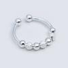 Fashion Women Rings Creative Rotating Beads Open Adjustable Silver Ring Simple Elegant Jewelry Gift