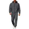 Ensemble de sport à capuche en polaire pour homme Automne Hiver Manches Longues Décontracté Fermeture éclair Thermique Confortable Respirant Vêtement d'extérieur