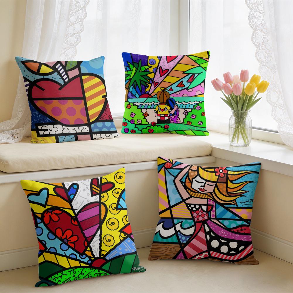 BBritto Art Design Abstract Cushion Cover Square Short Plush Pillow Case Living Room Sofa Home Decor Funda X