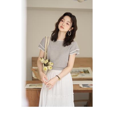 Women T-shirts 2023 Summer New Hollow Out Sweet Elegant Fashion Solid Loose Commuter Casual Pullover Knitted Tops MXC38Z0084