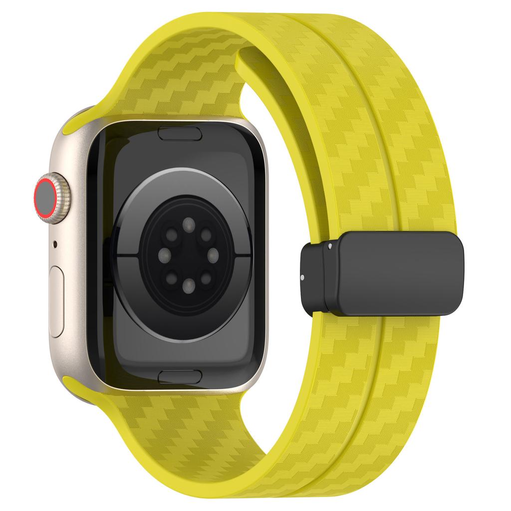 KALEBOL Magnetisches Silikonarmband für Apple Watch Serie 10 9 8 7 SE 6 5 4 3 2 1 42mm 41mm 40mm 38mm Carbonfaser-Textur Uhrenarmband