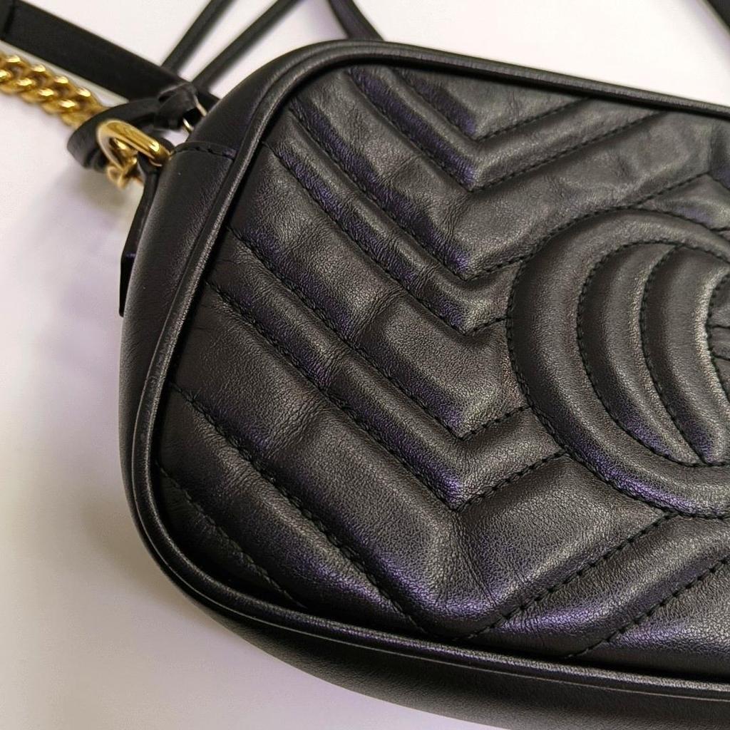[Pre-Owned] Gucci GG Marmont Small Matelassé Shoulder Bag 'Black' - Good #14GGZK2