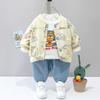 Kid's 2 Piece Printed Suit Short Sleeve Button Up Top Wide Leg Pants Suit Set Pajamas Home Casual Suit