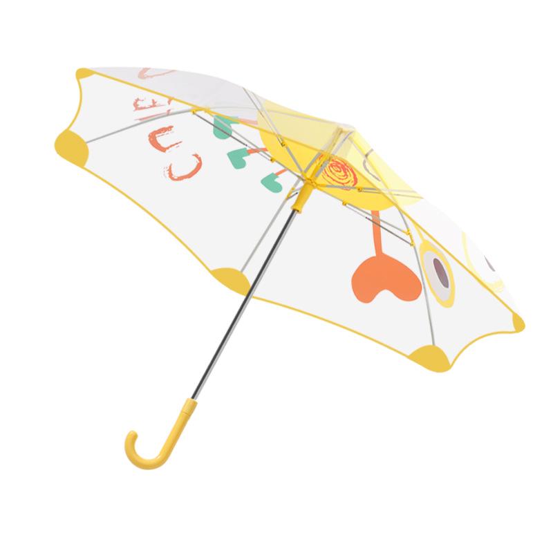 Kids' Safe Transparent Cartoon Umbrella: Automatic, Round-Corner Design for Kindergarten Boys & Girls