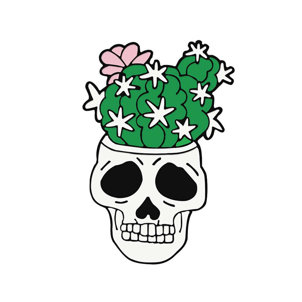 Skull Series Punk Creative Brooches Rib Skeleton Rose Flower Badge Bag Denim Enamel Lapel Pins Gifts for Friends Fashion Jewelry