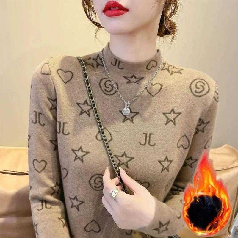 Damska polarowa bluzka bazowa z półwysokim dekoltem, pogrubiona, ciepła, wszechstronna koszulka z długim rękawem o dopasowanym kroju na jesień i zimę