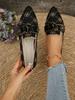 Scarpe da donna in maglia slip-on grandi: Scarpe basse a punta per Primavera/Autunno con Fiocco, Calzature Casual da Guida