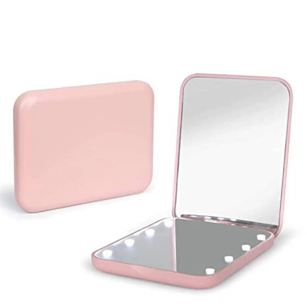 Pocket Mirror Magnification LED Compact Travel Makeup Mirror Compact Mirror with Light Purse Mirror 2-Sided Folding Handheld