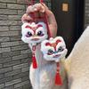 2pcs Chinese Lion Dance Pendant with Tassel - Cute Plush Lion Keychain, Bag Charm, Car Accessory, Spring Festival Decorations
