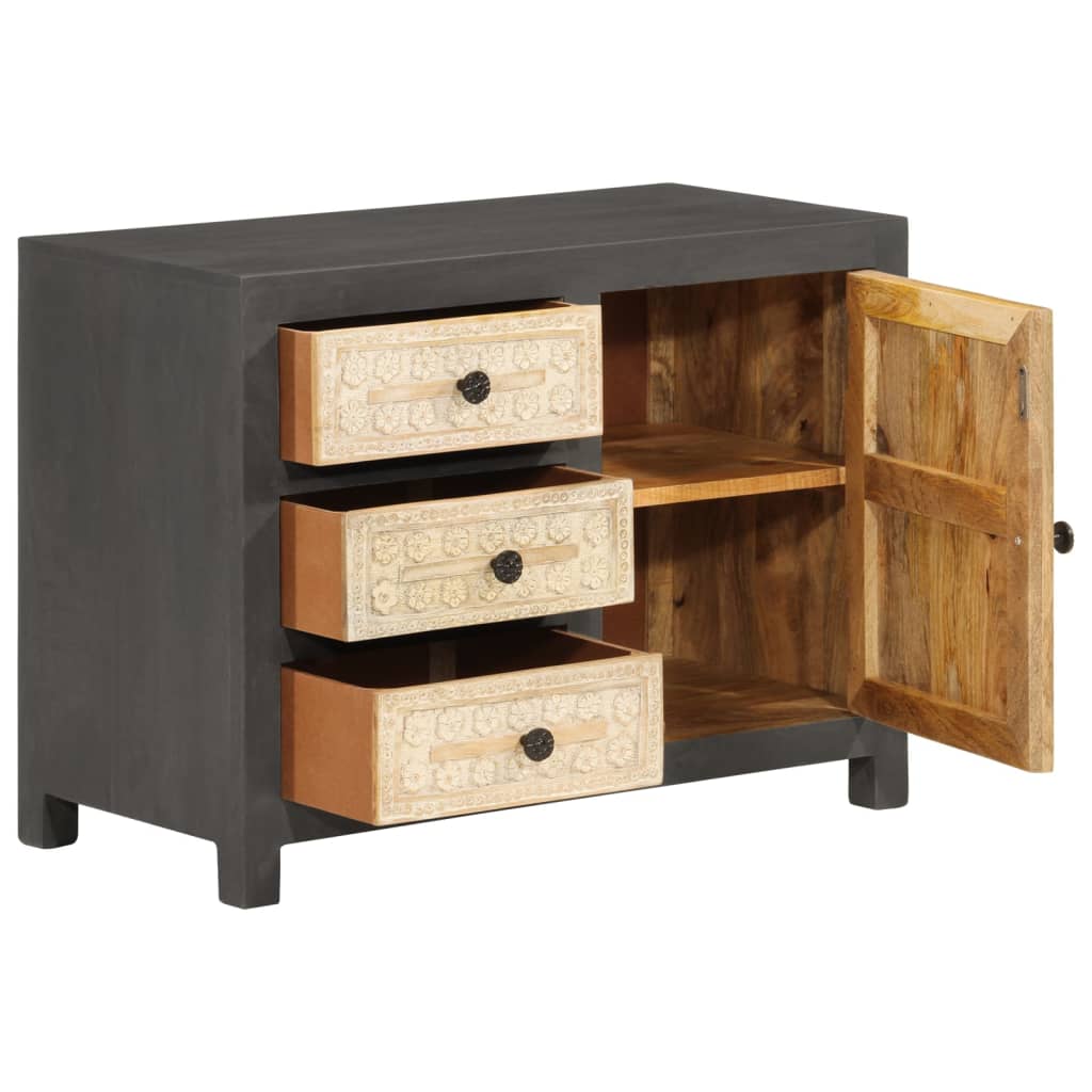 Sideboard Gray and White 75x35x55 cm Solid Mango Wood