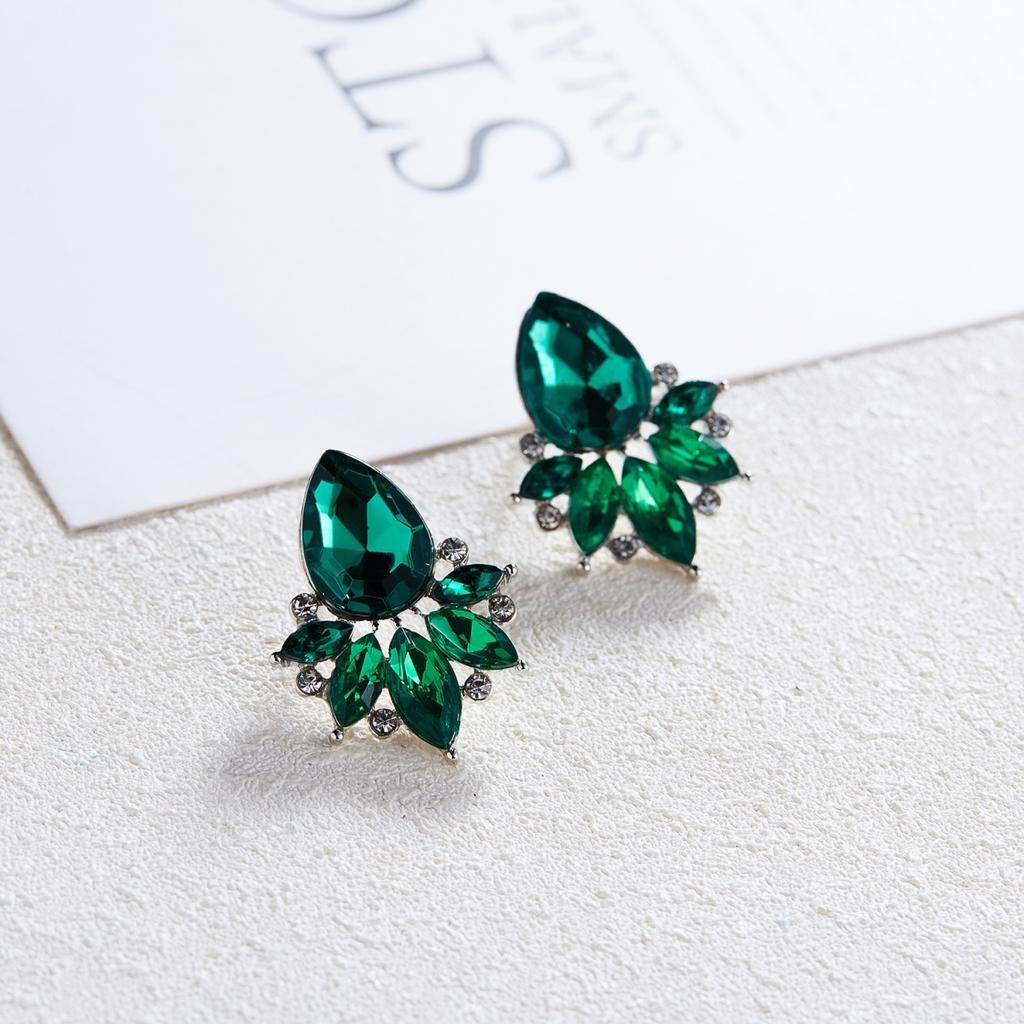 Klassiska Örhängen med Helt Kristall Vattendroppsblad för Kvinnor Män Eleganta Fina Strass Blomma Örhänge Bröllopssmycken