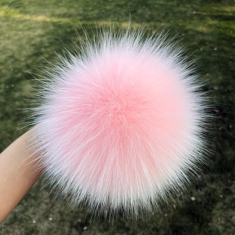 13 15 cm DIY Naturfarbe Echte Waschbärfell Pompons Für Taschen Gestrickte Mütze Hüte Echtes Fuchs Fell Pompon