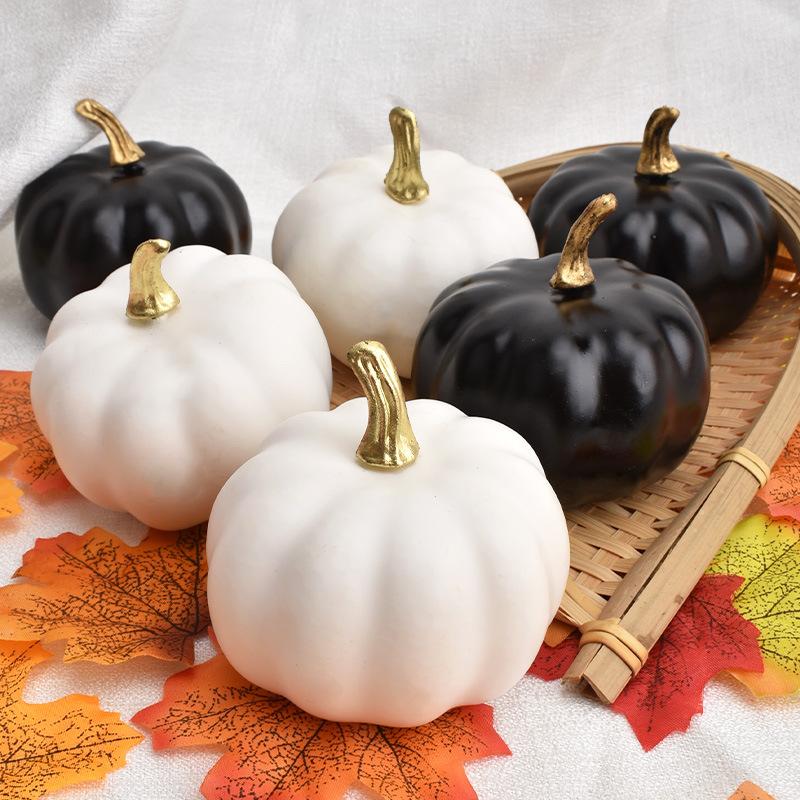 2Pcs Artificial Pumpkin Set, Faux Pumpkin Simulation Pumpkin Model, Decorative Fake Pumpkin for Halloween Thanksgiving Table Centerpiece