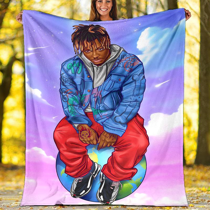 Juice WRLD printed throw blanket—soft,warm;versatile blanket for all seasons—perfect as &air-conditioning throw,nap blanket