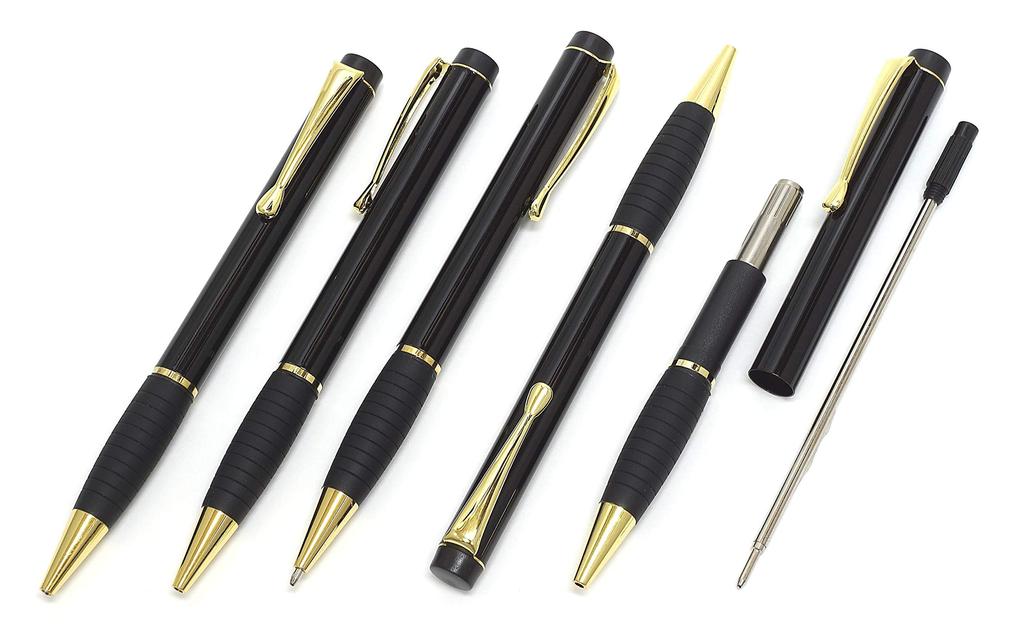 Midnight Rubber Twist Ballpoint Gift Black Original Brass Twist Ballpoint Pen with Rubber Includes Metal Pen, 10-Pack, Boxed, 1.0mm Lead, Grip,
