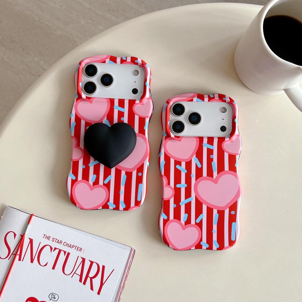 Red Heart Stand Case for iPhone 17 Pro Max & Apple 16, 14/15 Two-in-One
