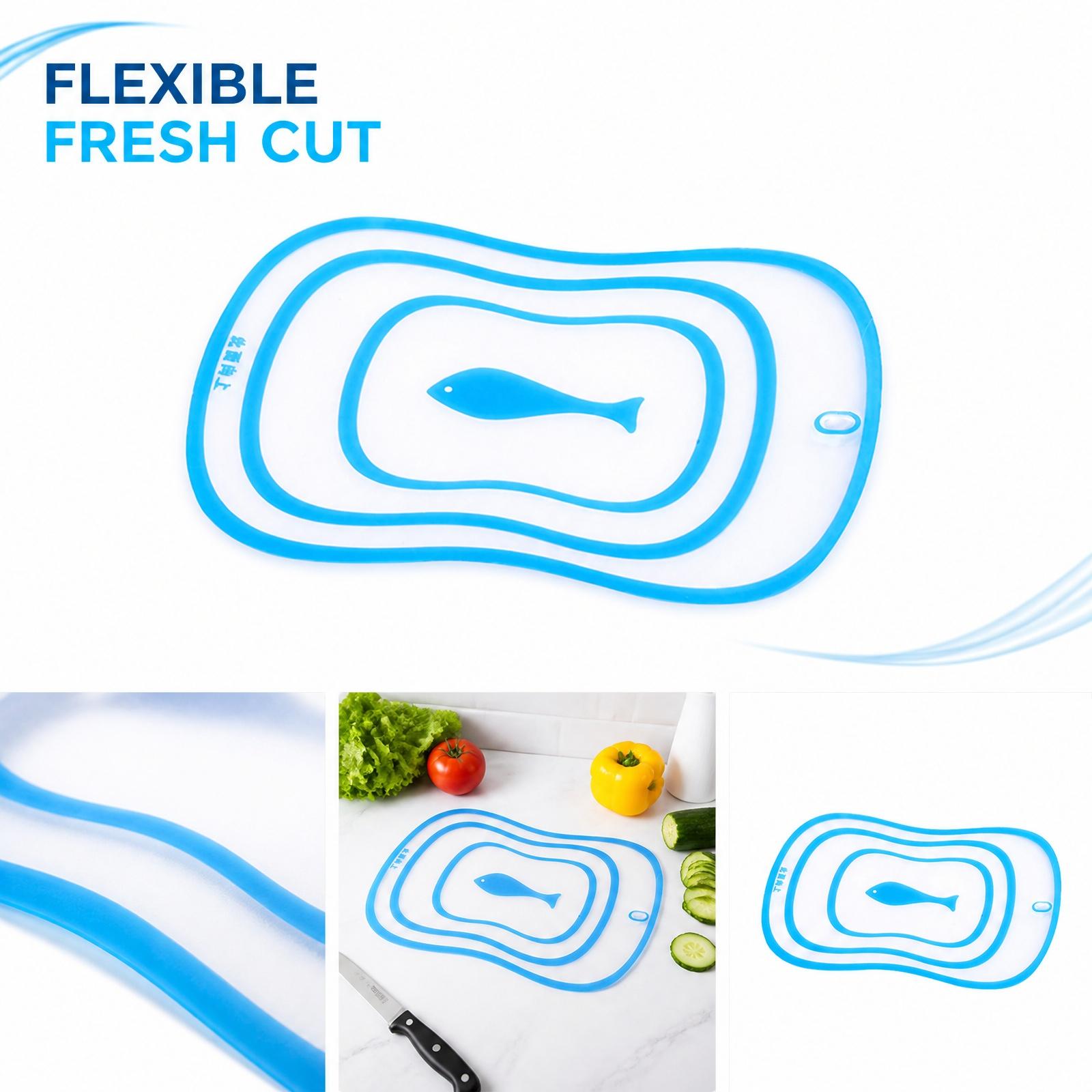 Small Flexible Frosted Plastic Cutting Board for Kitchen One Size синий